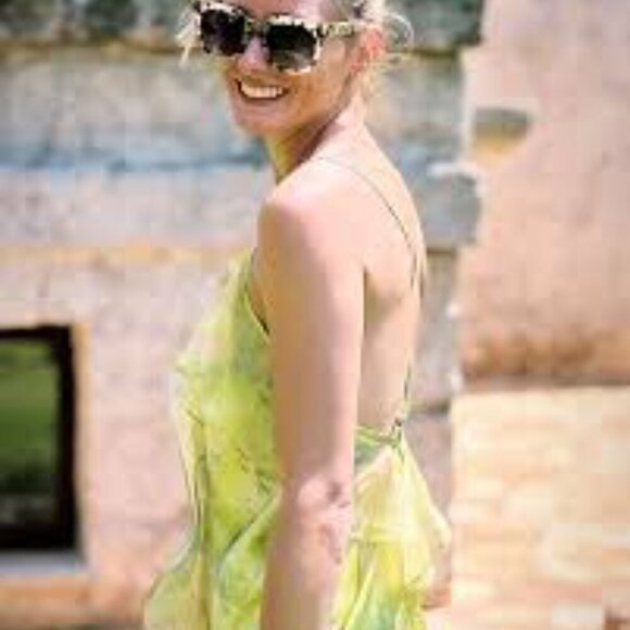 Misa Los Angeles Aina Dress Chartreuse Abstract L - Picture 8 of 16